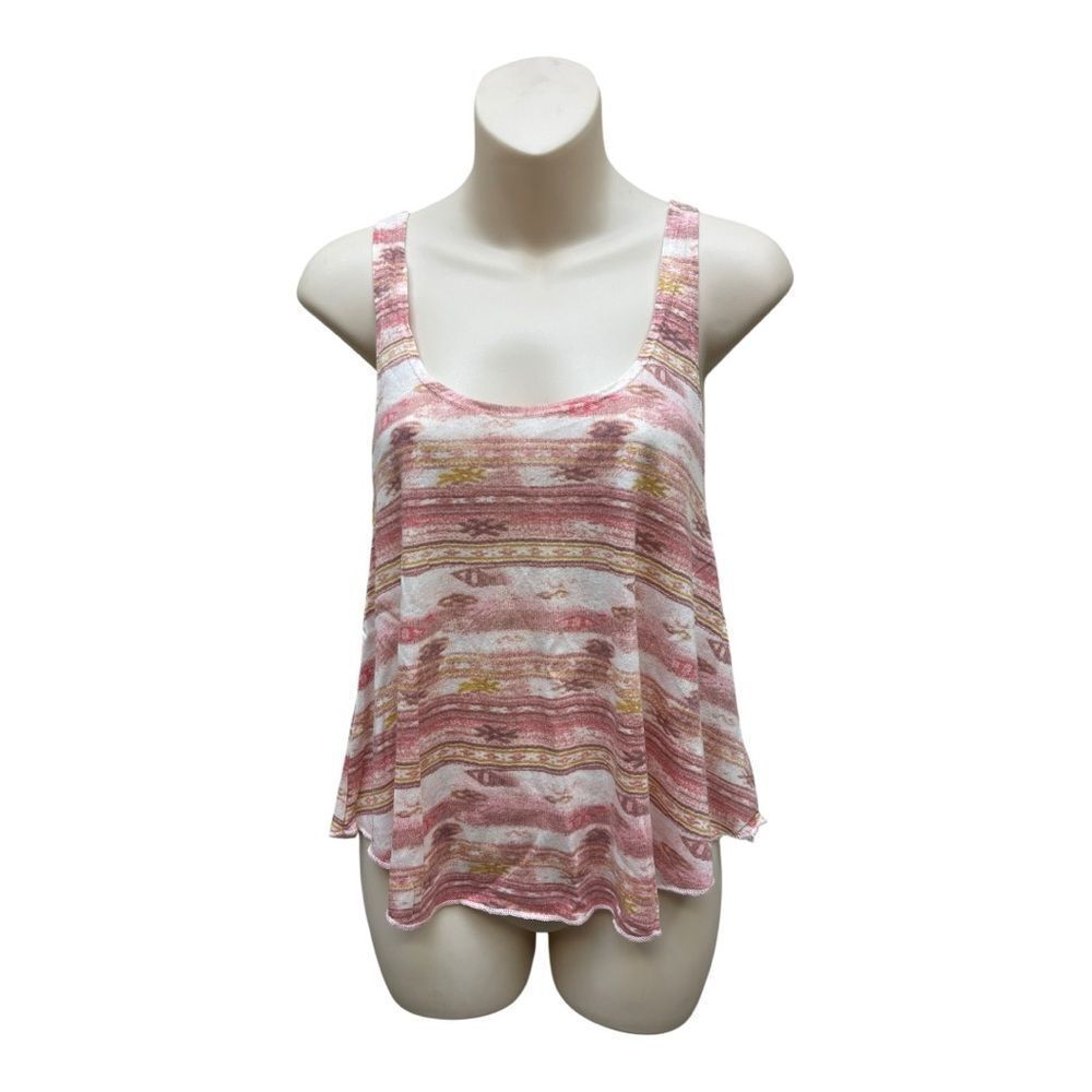 NWT Billabong Pink Patterned Tank Top Lightweight Cotton Rayon Surf Beach Casual